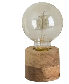 Estila Designová kulatá malá hnědá stolní lampa Monol z masivního dřeva 7 cm