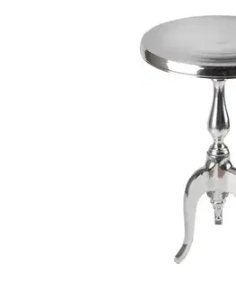 Estila Stylový barokní glamour kulatý stříbrný příruční stolek Modern Barock z chromu se třemi kabriolovými nožičkami 55 cm