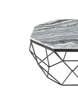 Estila Art-deco stylový konferenční stolek Adamantino s šedou mramorovou deskou a černou konstrukcí 69cm