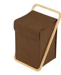 Látkový prádelní koš FRAME s bambusovým rámem, hnědá