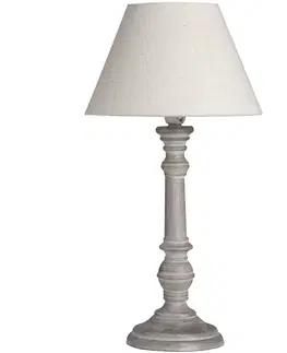 Estila Noční lampa Pella s keramickou nohou v šedé barvě ve vintage stylu 31cm