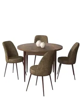 Dining Table & Chairs Set (5 Pieces) Tor - Baroque, Brown
