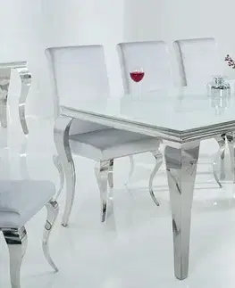 Estila Luxusní jídelní stůl Modern Barock 200cm stříbrná / bílá
