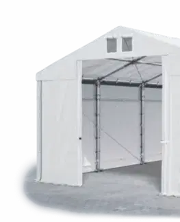 Skladový stan 5x10x2,5m střecha PVC 560g/m2 boky PVC 500g/m2 konstrukce ZIMA PLUS Šedá Zelená Šedá