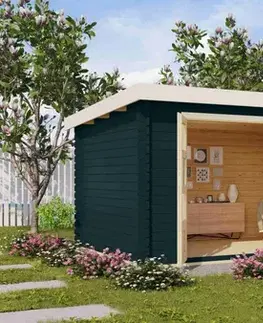 Dřevěný zahradní domek BASTRUP 8 s přístavkem Lanitplast