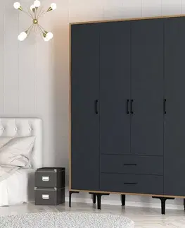 Šatní skříň Kumsal STS - Walnut, Anthracite
