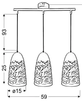 Závěsná lampa bílá 3xE27 59cm SABRIN
