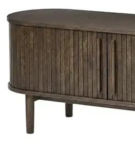 Estila TV stolek Alborg, tmavý dub, lamelový, 140 cm
