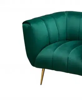 Estila Art-deco zelené sametové křeslo Vermont se zlatými nožičkami 80cm