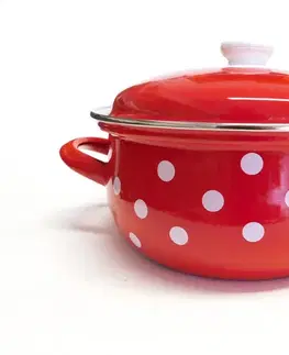 BELIS - Smaltovaný hrnec červený s puntíky 20cm 3,6l