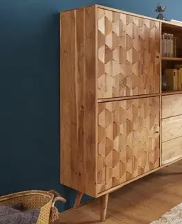 Estila Masivní skříňka Mozaika 140cm akácie