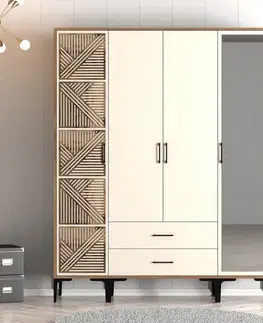 Šatní skříň Kumsal PTR - Walnut, Cream