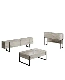 Living Room Furniture Set Luxe Set - Travertine, Black