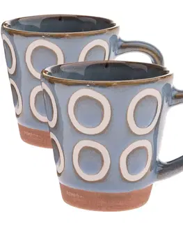 Sada 2 keramických hrnků Kroužky 100 ml, světle modrá