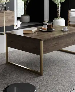 Konferenční stolek Luxe - Walnut, Gold