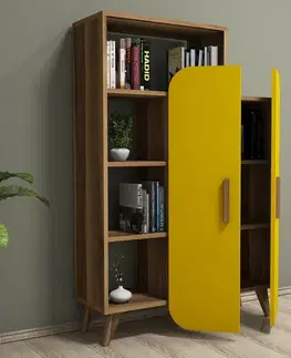 Knihovna Form Yellow and Walnut