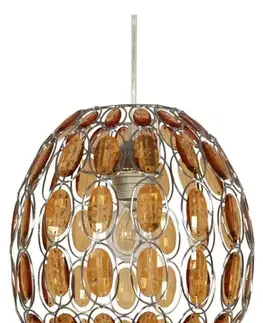 Oranžová závěsná lampa s krystaly Selma