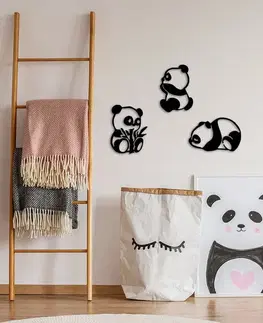 Dekorativní kovový doplněk na zeď Pandas - 298