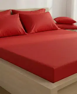 Kvalitex Saténové prostěradlo s gumou červená, 100 x 200 cm