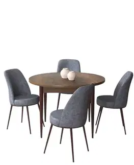 Dining Table & Chairs Set (5 Pieces) Tor - Baroque, Fume