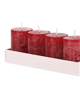 Sada svíček, červená, 4 ks, parafín