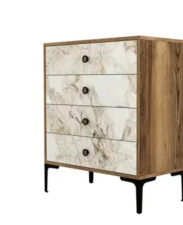 Komoda Lizbon White and Walnut