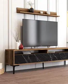 TV stěna / Sestava pod TV Istanbul - Walnut, Black Marble