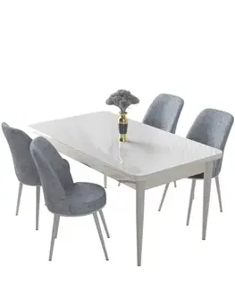 Dining Table & Chairs Set (5 Pieces) Nil - White, Grey