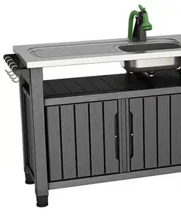 Zahradní stůl / skříň s dřezem UNITY CHEF 415L grafit Keter