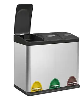Nerezový odpadkový koš na tříděný odpad 3 × 8 l, stříbrná