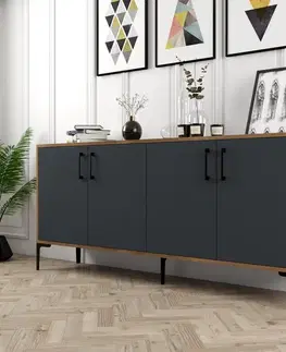 Konzolový stolek Kiev - Walnut, Anthracite