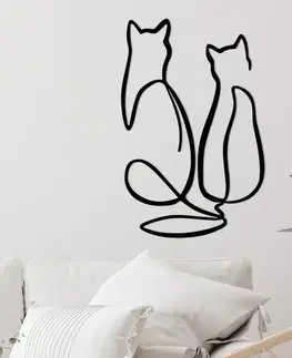 Dekorativní kovový doplněk na zeď Couple Cat Love