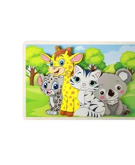 Rappa Dřevěné puzzle zvířátka, 8 dílků