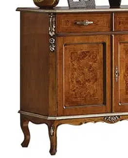 Estila Luxusní klasický dvoudveřový příborník Clasica z dřevěného masivu s barokní výzdobou a chippendale nožičkami 103cm