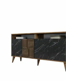 Skříňka Milan Walnut and Black Marble