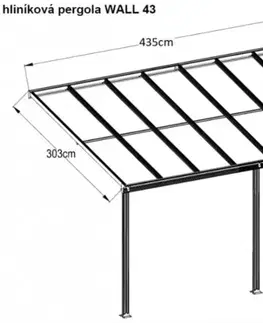 Hliníková pergola 4,35x3 m WALL 43 antracit Lanitplast