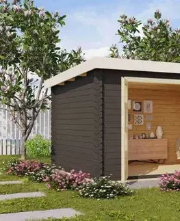 Dřevěný zahradní domek BASTRUP 8 s přístavkem Lanitplast
