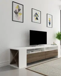 TV stolek Sosruko - White, Walnut