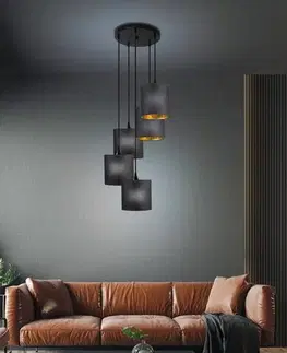 Závěsná lampa černá, 5xE14, dlouhá