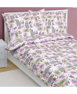 Bellatex Bavlněné povlečení Patchwork lila, 140 x 220 cm, 70 x 90 cm