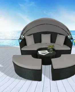 13-dílné multifunkční zahradní sofa + sedací souprava Catalina 2023, černá/šedá