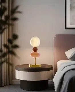 FLORES lampka stołowa mosiężny+brązowy 10W LED 3000K klosz biały