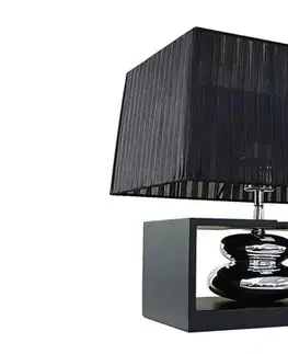 Estila Art deco stolní lampa Galla s polohovatelným organzovým stínítkem a designovou nohou v černé a stříbrné barvě 35 cm