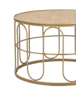 Estila Designový moderní kulatý konferenční stolek Ponio z přírodního ratanu v hnědé barvě s košíkovým výpletem 50 cm