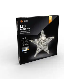 Solight LED ratanová hvězda, 40x LED, 2xAA, 40cm