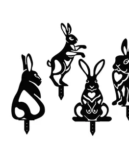 Sada dekorativních kovových doplňků na zahradu Rabbits