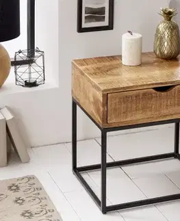 Estila Industriální příruční stolek Steele Craft 45cm mango