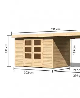 Dřevěný zahradní domek ASKOLA 4 s přístavkem 280 Lanitplast