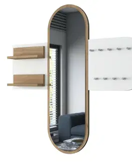 Nástěnný věšák se zrcadlem Pomi White and Walnut