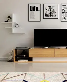 TV stěna / Sestava pod TV Liza - Teak, White